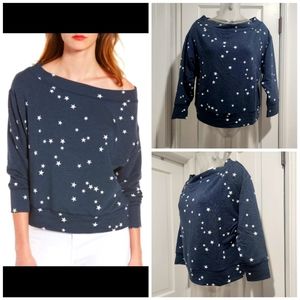 Sundry Navy Stars Boatneck Sweatshirt